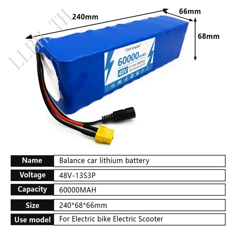 13S3P 48V Lithium Ion Battery Pack 20/30/40/50/60ah Rechargeable Batteries For 54.6V Electric Bicycl