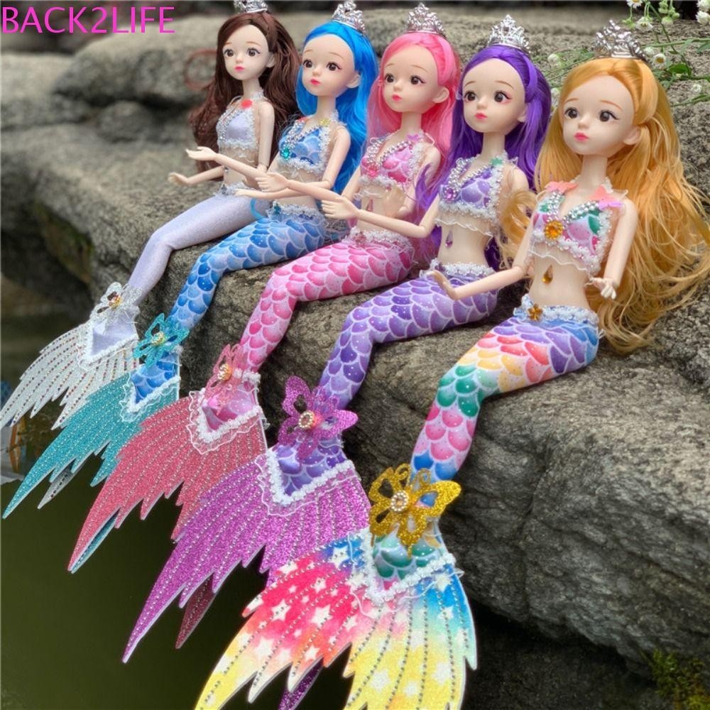 Back2life BJD Princess Mermaid Doll, BJD Mermaid Joint ขยับได้ BJD Mermaid Doll ของเล่น, Kawaii Drilling Tail Dressup Toy with Sequin BJD Wedding Mermaid Doll Toy for Kid