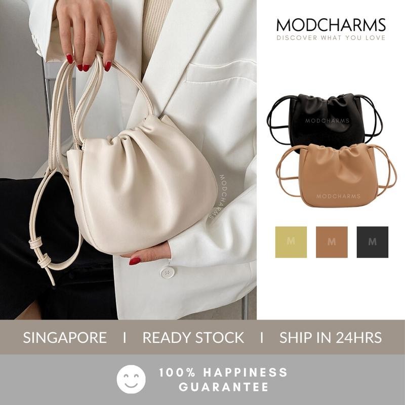 [SG] Mocharms Katie Small Puffy Pleated Drawstring Crossbody Cute Korea Simple Basic Puffy Women Bag