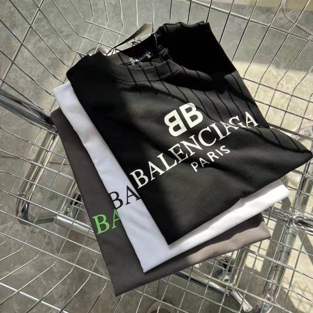 Balenciaga ใหม่ เสื้อยืดแขนสั้นลําลอง ผ้าฝ้าย พิมพ์ลาย แฟชั่นฤดูร้อน สําหรับผู้ชาย และผู้หญิง IX4E XBBV