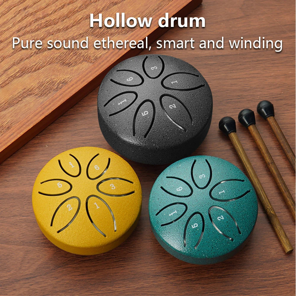 Steel Tongue Drum 3 Inch 6 Notes Percussion Instrument Balmy Drum with Drum Mallets for Meditation Yoga Beginners Majors