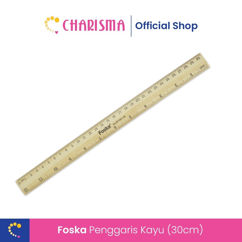 Kayu ไม้บรรทัดความยาว - ไม้บรรทัดไม้ Foska - ไม้บรรทัดลายไม้ 30 ซม