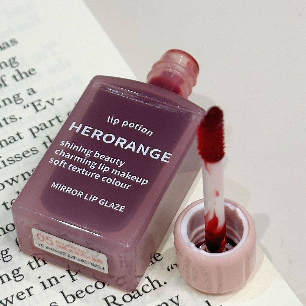Herorange Pink Watery Glass Mirror Lip Glaze Moisturizing Student Natural Lipstick - รูปที่ 5