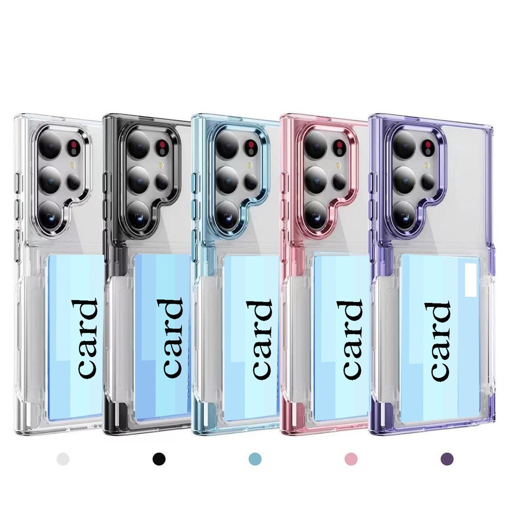 เคส S25 Ultra / S24 Ultra / S23 Ultra / S23 ใส่บัตร หลังใสขอบสี แบบเปิดข้าง Case Card Slot(Flip Design)