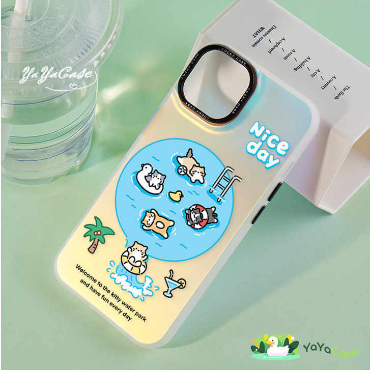 สำหรับ iPhone 11 13 CASE For เคสไอโฟน15 14 12 Pro Max X XR XS MAX 7 8 14 15 Plus พูลปาร์ตี้ รุ่น ขั้นสูง สะท้อนแสง เคส