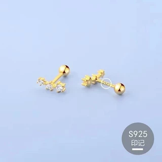 S925 ต่างหูสตั๊ดเงินต่างหูหญิงเล็บกระดูก Anti-Allergy หูขนาดเล็ก Studs Super Flash Zircon Graceful ต่างหูผู้หญิง