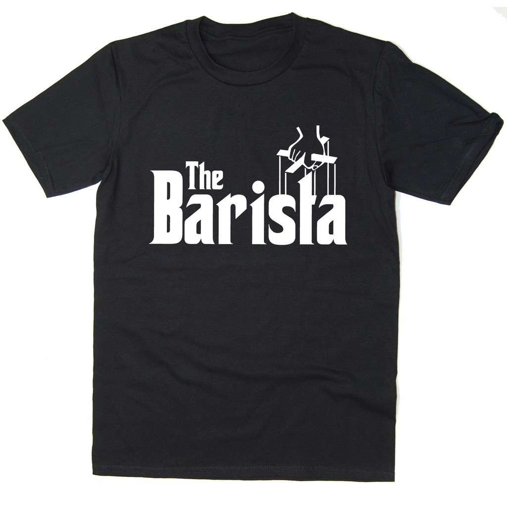 ใหม่ Wew23e23 เสื้อยืด ผ้าฝ้าย พิมพ์ลาย The Barista Coffee Godfather Spoof y Black Hand สําหรับผู้ชาย B35SDF65W25371