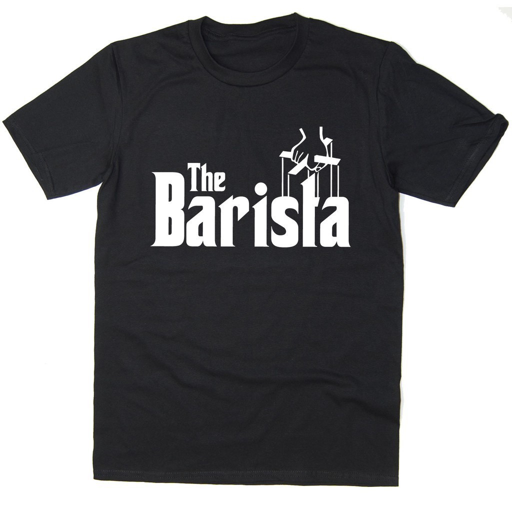 ใหม่ Wew23e23 เสื้อยืด ผ้าฝ้าย พิมพ์ลาย The Barista Coffee Godfather Spoof y Black Hand สําหรับผู้ชา