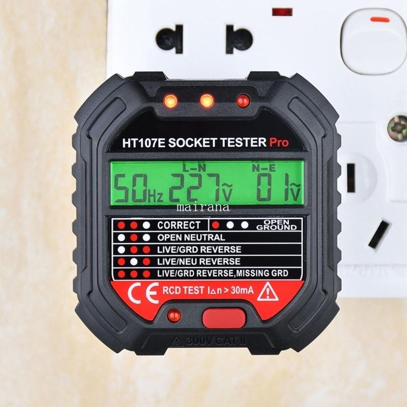 【MT 】 Ht107 Outlet Adapter Socket Tester พร ้ อมจอแสดงผล LCD EU UK US Plug