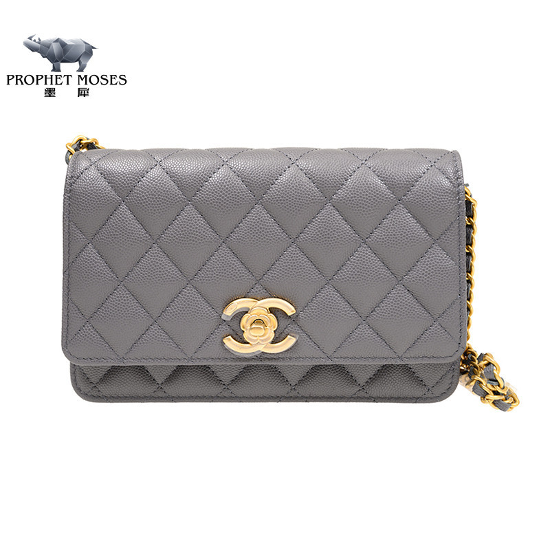 Moxi Chanel/Chanel New Women's Bag Single Shoulder Crossbody Diamond Grid Cowhide Gold Button Handbag AP3580
