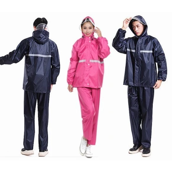 Raincoat suit ชุดกันฝนแบบหนา มีแถบสะท้อนแสง รุ่น หมวกติดเสื้อ thumbnail 6
