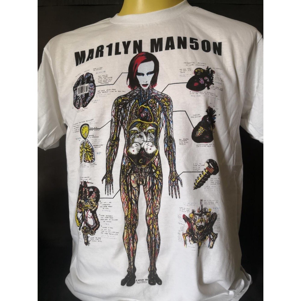 เสื้อยืด เสื้อวงนำเข้า Marilyn Manson Body Anatomy Industrial Metal Industrial Hard Rock Alternative Rock Style Vintage