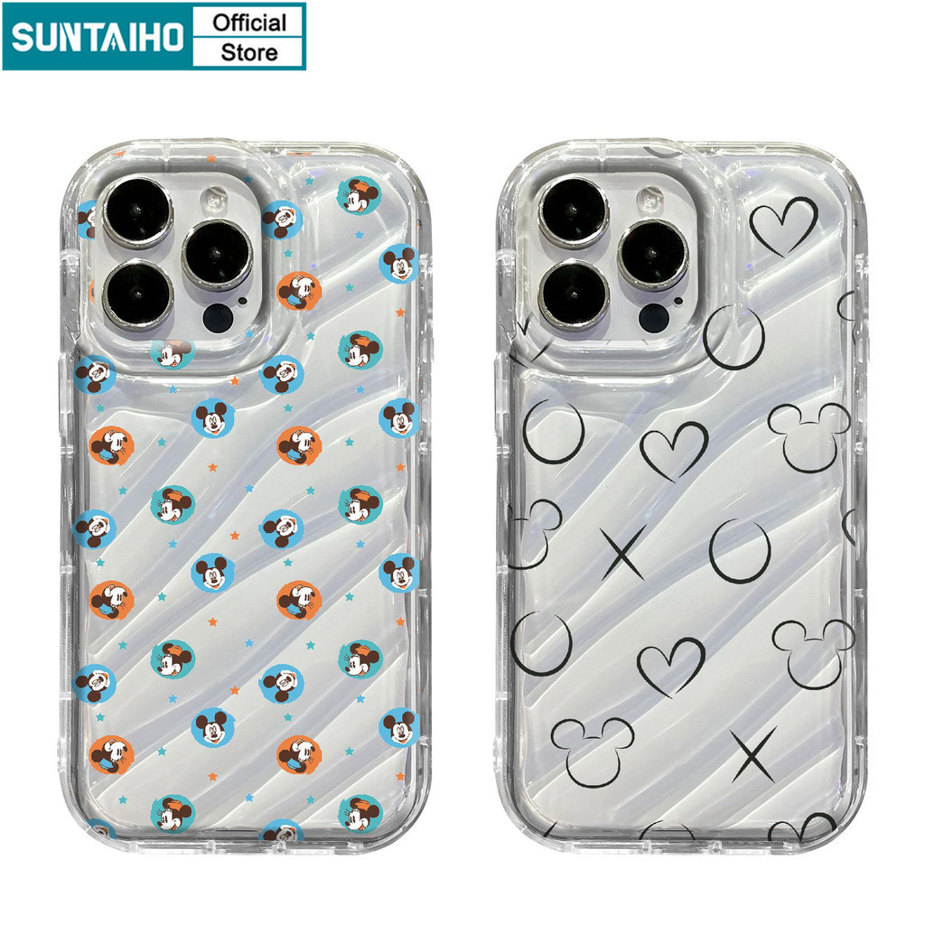 Suntaiho ตลกน่ารักปลอกการ์ตูนเมาส์รูปแบบรักเคสโทรศัพท์สําหรับ Iphone 15 14 12 13 11 Pro Max IP 7 8 Plus Iphon X Xs XR Xs Max TPU ซิลิโคนนุ่มพรีเมี่ยมกันกระแทกปกหลัง
