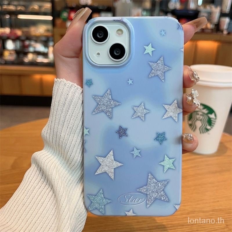 Blue Fantasy Five-pointed Star iPhoneเคสโทรศัพท์เหมาะสําหรับiPhone 7/8plus 15 13 14 12 11Promaxเคสโทรศัพท์Scratch-ทนShock-resistant xr xs xsmax 13pro 15 14 12 11 pro Hard Case 5OIU