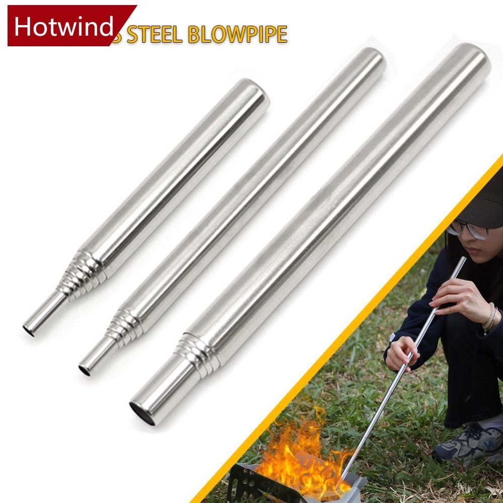 Hotwind มินิแบบพกพา Camping ทําอาหารเป่า Fire Stick กลางแจ้งสแตนเลส Blow Fire Tube ปาก Blowpipe Tele