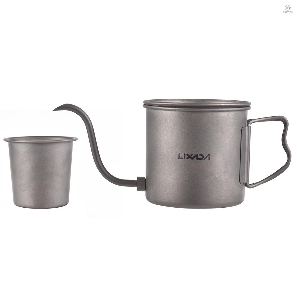 [NEW ] 400ml Pour Over Kettle Gooseneck Coffee Kettle Ti Folding Handle Water Kettle with Lid