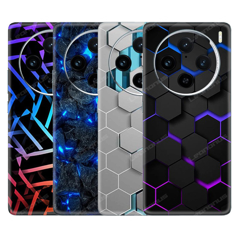 สติกเกอร์กันรอยหน้าจอด้านหลังแบบรังผึ้งแตกสำหรับ VIVO X100 X200 Ultra X100S X200 X300 Pro Mini X200S ฟิล์มกันรอยหน้าจอแบบเต็มแผ่น สติกเกอร์ด้านสีสันสดใส