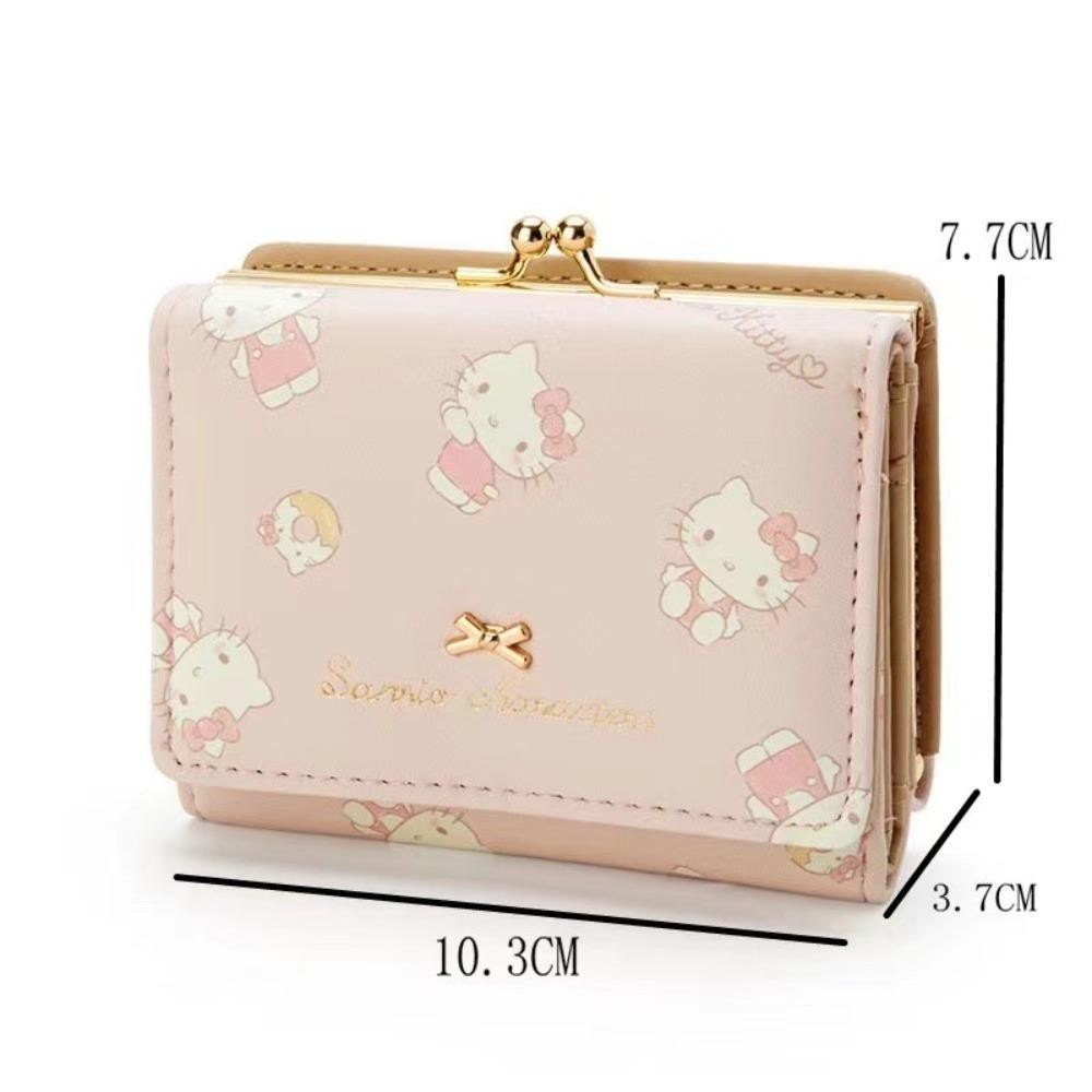 SANRIO ฤดูร้อนกระเป๋าเงิน,หนัง ปู่ กระเป๋าใส่เหรียญสามพับ,อเนกประสงค์ ซานริโอ สวัสดี คิตตี้ คุโรมิ มายเมโลดี้ ปลอบโยน พื้นผิวกระเป๋าสตางค์สั้นผู้หญิง