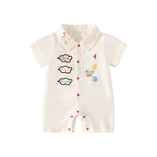 ฤดูร้อนใหม่คุณภาพสูงเด็กทารกและเด็กผู้หญิงแขนสั้น Onesie Super หล่อโปโลสไตล์เกาหลีการ์ตูนหมี Romper