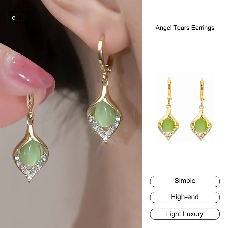 COD ต่างหู Angel Tear Earrings ต่างหูรูปหยดน้ำหรูหราต่างหูระดับไฮเอนด์สำหรับผู้หญิง-a.one