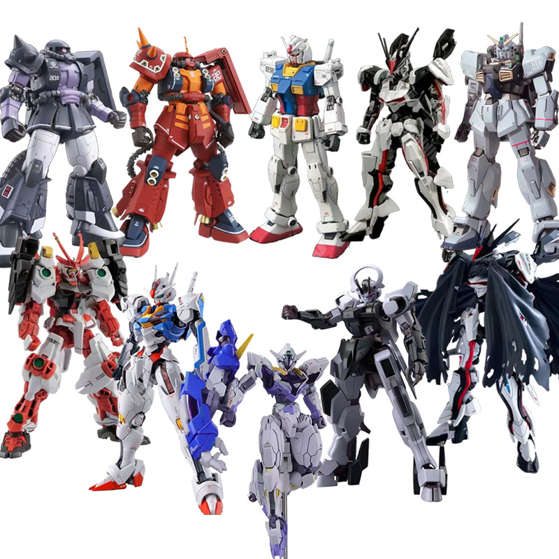 สีดํา Tri-Stars Gundam Zaku II MS-06R-1A RX-78-2 GTO HG Psycho Zaku Sengoku Astray Gundam Schwarzette โหลด Astray Lfrith Jiu Aerial Gundam Action Figure Movable Joints ประกอบของเล ่ น