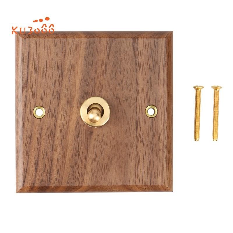 ku3066Retro American Industrial Style Light Switch Socket, Solid Wood Brass Toggle Switch Plate, Ant