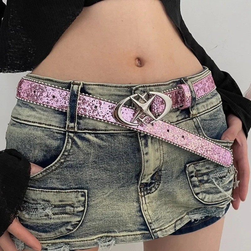 เข็มขัดผู้หญิง Y2K Shiny Star Rhinestone เข็มขัด รูปที่ 5