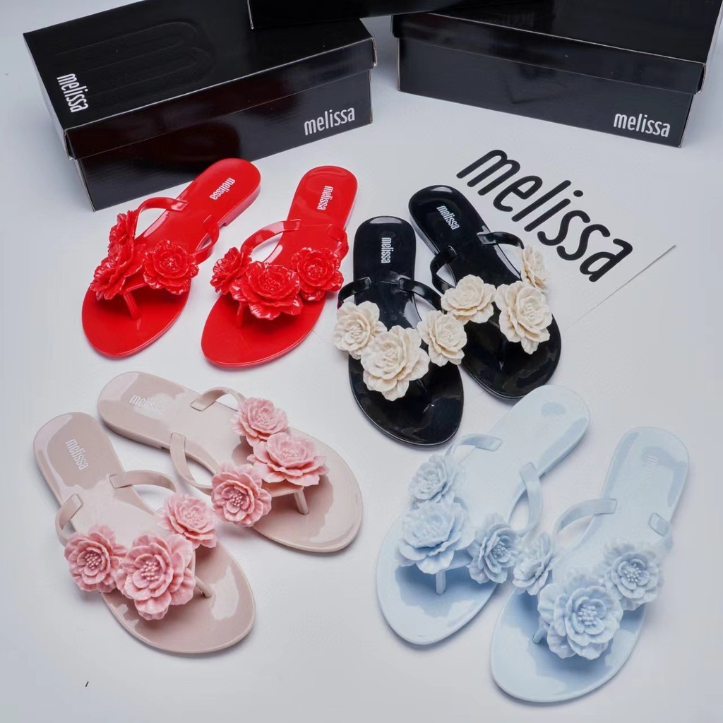 [ จัดส ่ งด ่ วน ] Female Melissas * Jelly Shoes Camellia Flip-Flops Fragrance