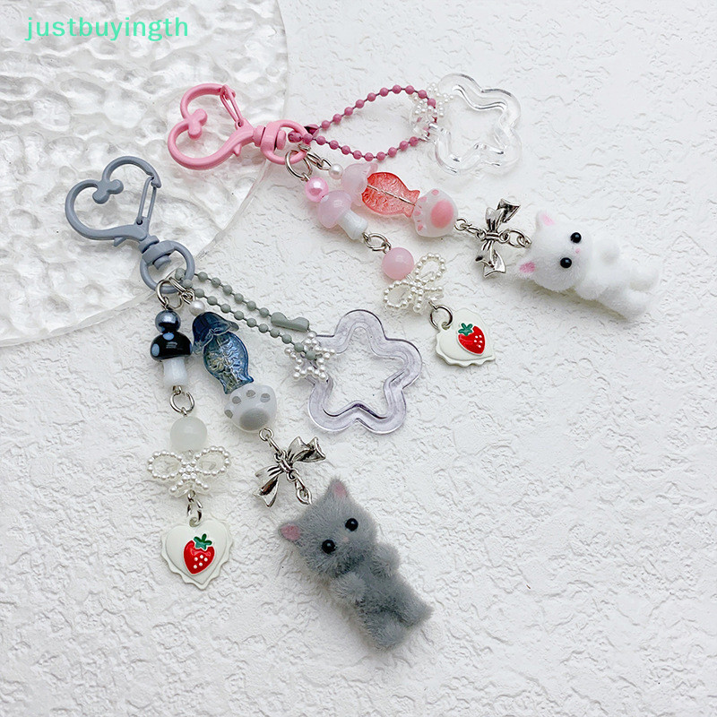 [JBTH] น่ารัก Flocked ลูกแมวดาวห้าแฉก Paw Love พวงกุญแจโซ่โทรศัพท์มือถือ Anti-Lost Lanyard จี้หูฟังโซ่กล้อง [JB]