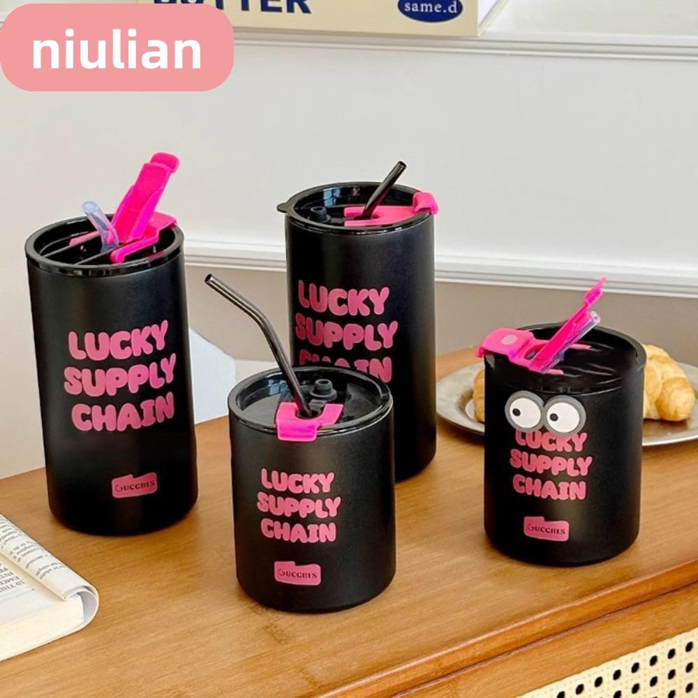 Niulian 350-600ml Travel Coffee Cup, พร ้ อมฝาปิดและฟางรั ่ ว 316 ถ ้ วยสูญญากาศสแตนเลส , ขวดน ้ ําแบบพกพาความจุขนาดใหญ ่