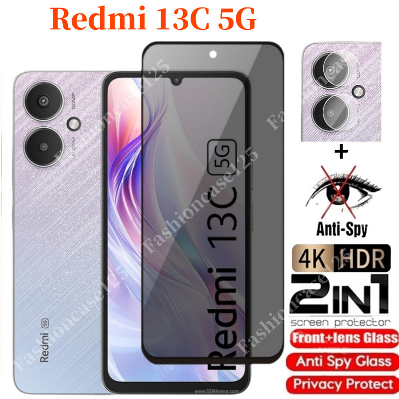 Redmi 13C 5G 4G 2024 กระจกนิรภัยส่วนตัว Anti-Spy คลุมทั้งหมดป้องกันหน้าจอ Anti Peek ฟิล์มความเป็นส่ว