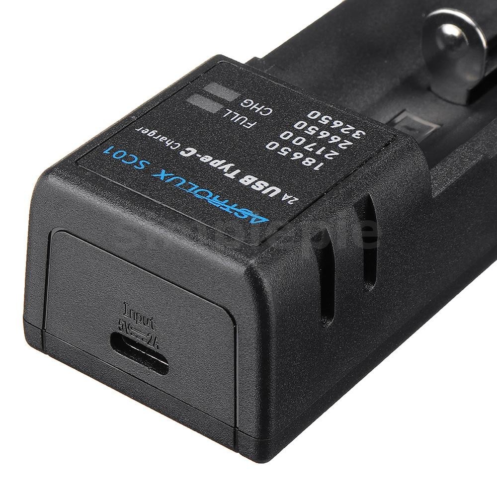 แอสโตรลักซ ์® Sc01 Type-C 2A Quick Charge USB แบตเตอรี ่ Charger Li-ion/IMR/INR/ICR Charger สําหรับ 18650 20700 21700 26650 เซลล ์