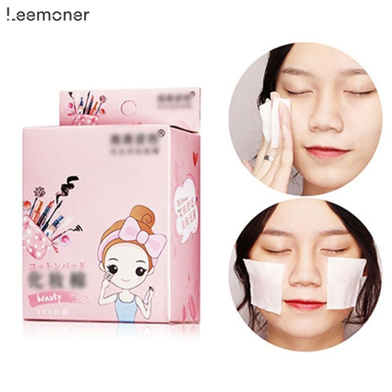 【Lemon】 แผ่นสําลีเช็ดเครื่องสําอาง ใช้แล้วทิ้ง 100 ชิ้น ต่อแพ็ค-LN