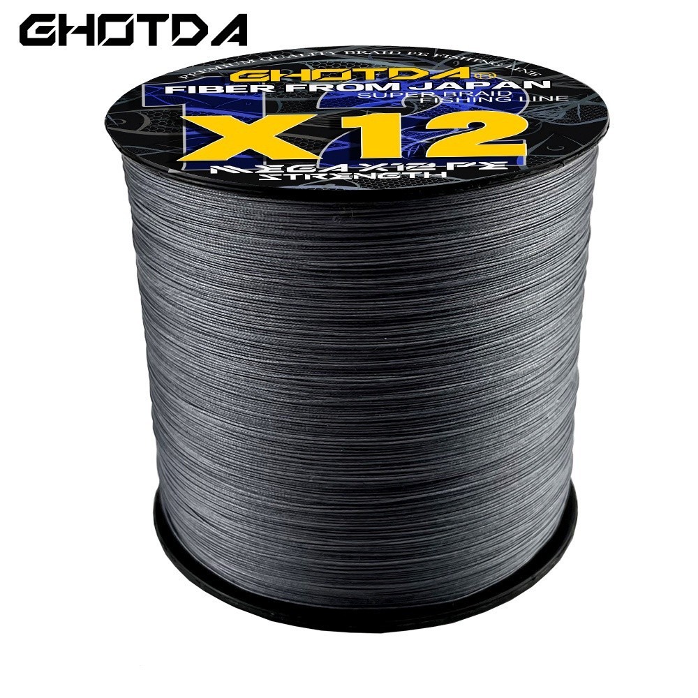 สายตกปลา 11.3-54.5kg ghotda 100 m 12strands เรียบญี ่ ปุ ่ นดิบ Slik Multifilament ด ้ ายถักสาย PE สายตกปลาลวด