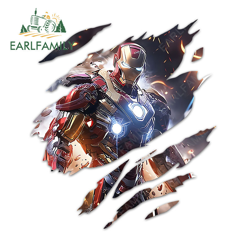 EARLFAMILY 13 ซม.x 11.5 ซม.Marvel Iron Man สติกเกอร์รถสภาพอากาศทน Bully Scratch-Proof เก็บขวดคอมพิวเตอร์ Cooler PVC Decal Street ป้าย