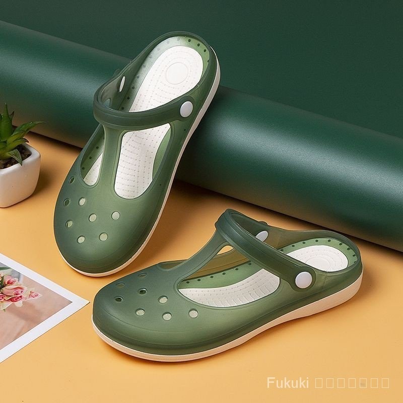 พร ้ อมส ่ ง (Fumu🌹 Jelly Shoes Summer Outer Wear Sandals Nurse Hollow Sandals