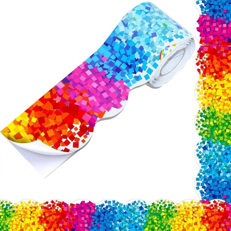 Jenniferac Self กาวขอบห้องเรียนตกแต่งขอบสติกเกอร์ Trim สีสัน Dot Trim Border Bulletin Board Border Trim - รูปที่ 3