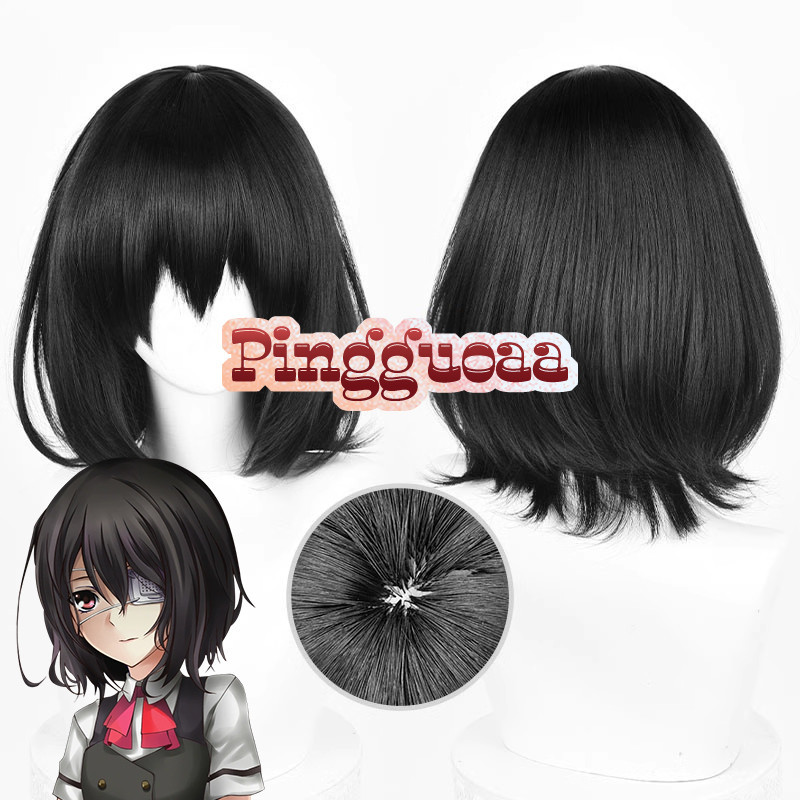 Anime Another Mei Misaki Cosplay Wig 35cm Short Black Wigs Heat Resistant Synthetic Hair