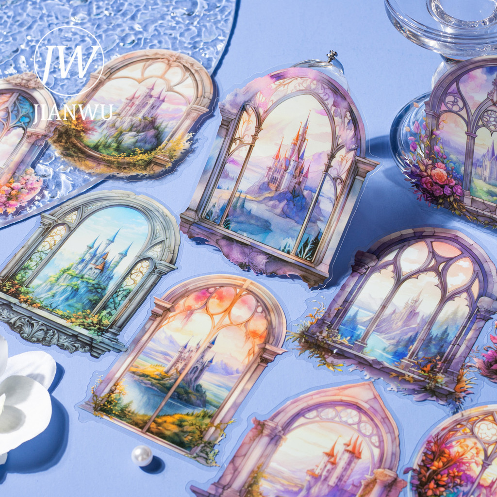 Jianwu 10 แผ่นโลกโดย The Window Series Vintage ดอกไม้วัสดุ Collage PET สติกเกอร์ Creative DIY Journal เครื่องเขียน