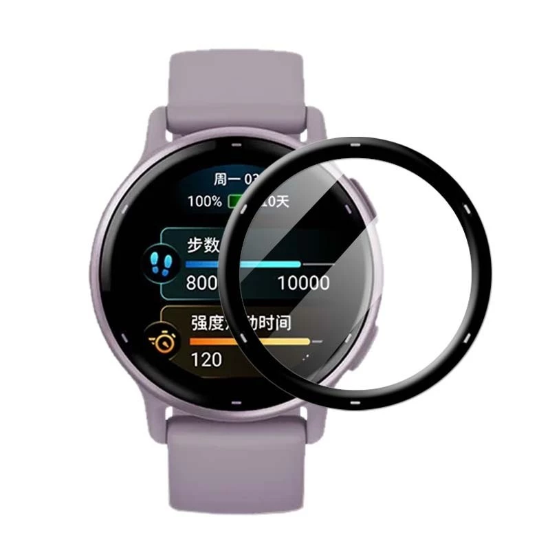 Garmin Vivoactive 3/4/4S/5 ฟิล์มกระจกนิรภัย 3 ชิ้น ขอบดํา ป้องกันรอยขีดข่วน สําหรับรุ่น 3 เพลง, 4, 4S, 5