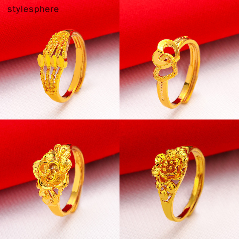 [Stylesphere] แหวนนําโชคชุบทองเปิดปรับแหวนโอนแฟชั่นที่เรียบง่ายสําหรับผู้หญิงอุปกรณ์เสริมนิ้วทุกการแข่งขัน [th]