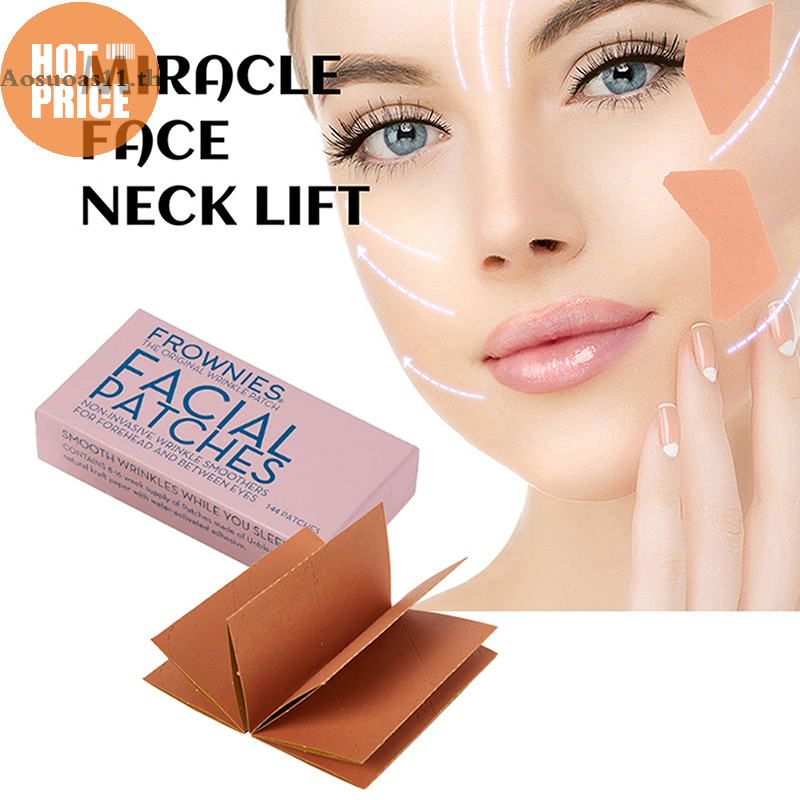Aosuoas 144Patches Face Lift Tape Thin Face Sticker Anti-Wrinkle Anti-aging Lift Up Tape Frownis Facial Patch ผู้หญิงหน้าผากริ้วรอย TH.