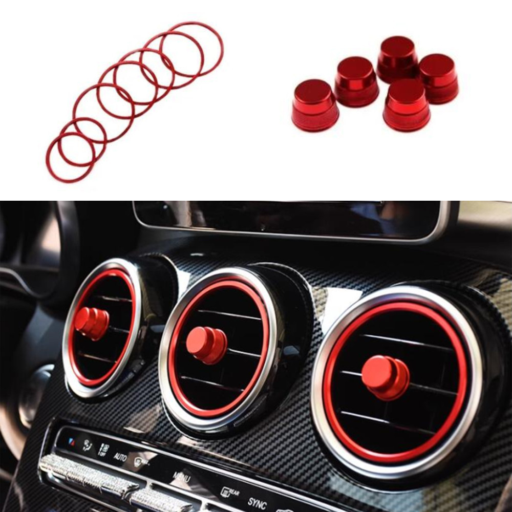 สําหรับ Mercedes Benz C GLC Class W205 X253 2015-21 รถเครื่องปรับอากาศ Vent Outlet ตกแต่งแหวนด้านในฝาครอบสติกเกอร์ Trim
