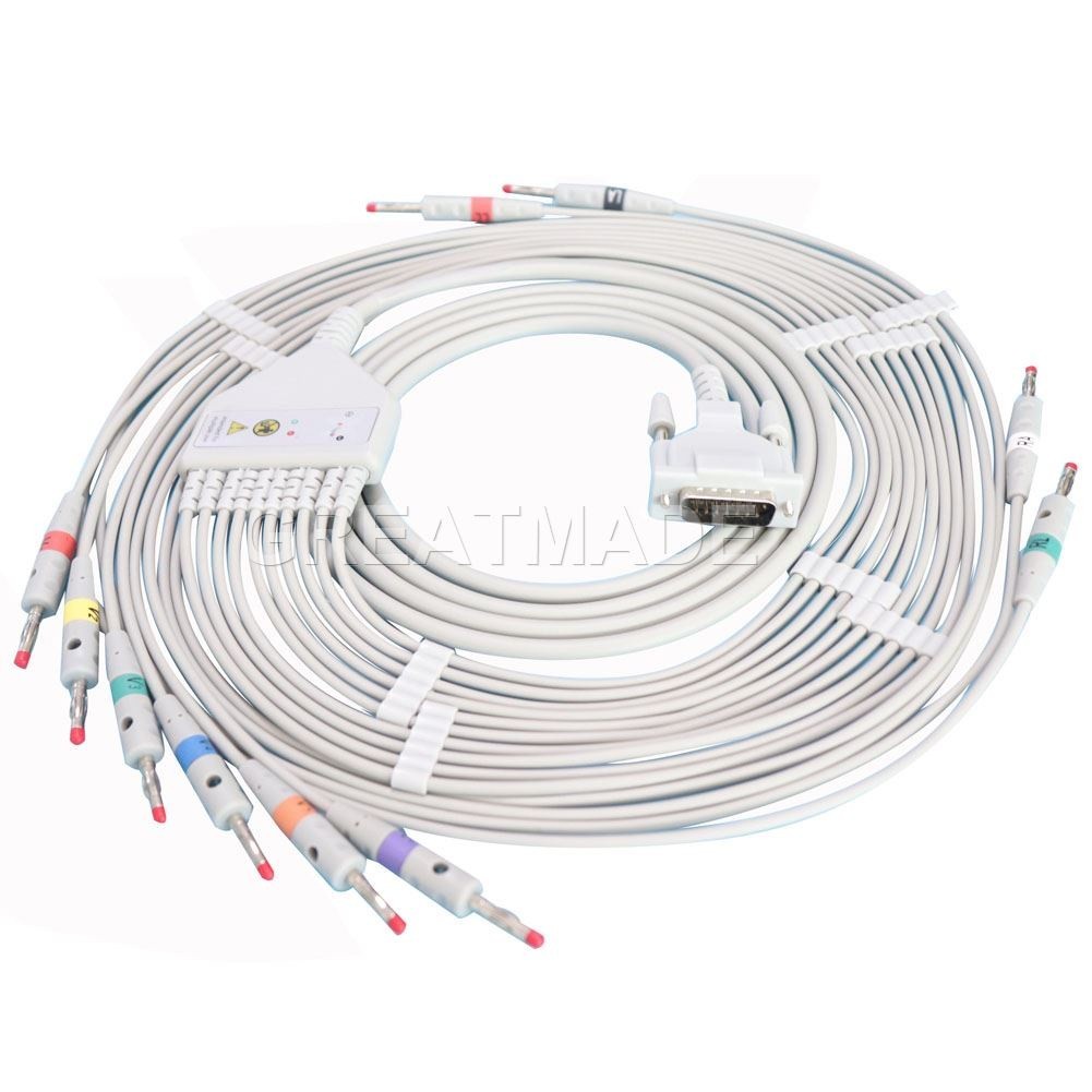 Compatible Schiller ecg/ekg cable with 10 lead patient monitor Banana 4.0 IEC 10 k ohm Resistance