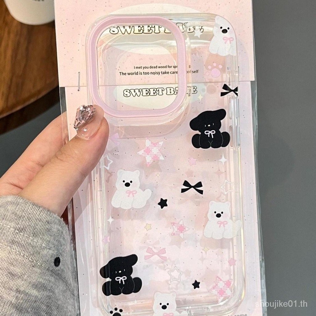 โปร ่ งใสสีดําสีขาวลูกสุนัขเหมาะสําหรับ iPhone11 Pro Creative 15/14/13promax เคสโทรศัพท ์ iPhone11 S