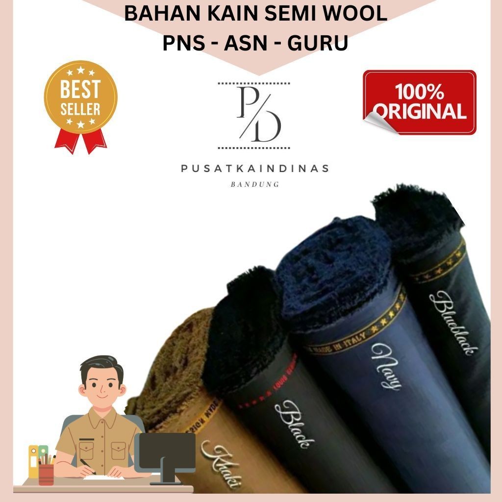 KATUN ผ้าพื้นเมืองวูลพรีเมี่ยมสีกากี วัสดุชุดข้าราชการภาค PNS PDH ASN ผ้าคอตตอนพื้นฐาน