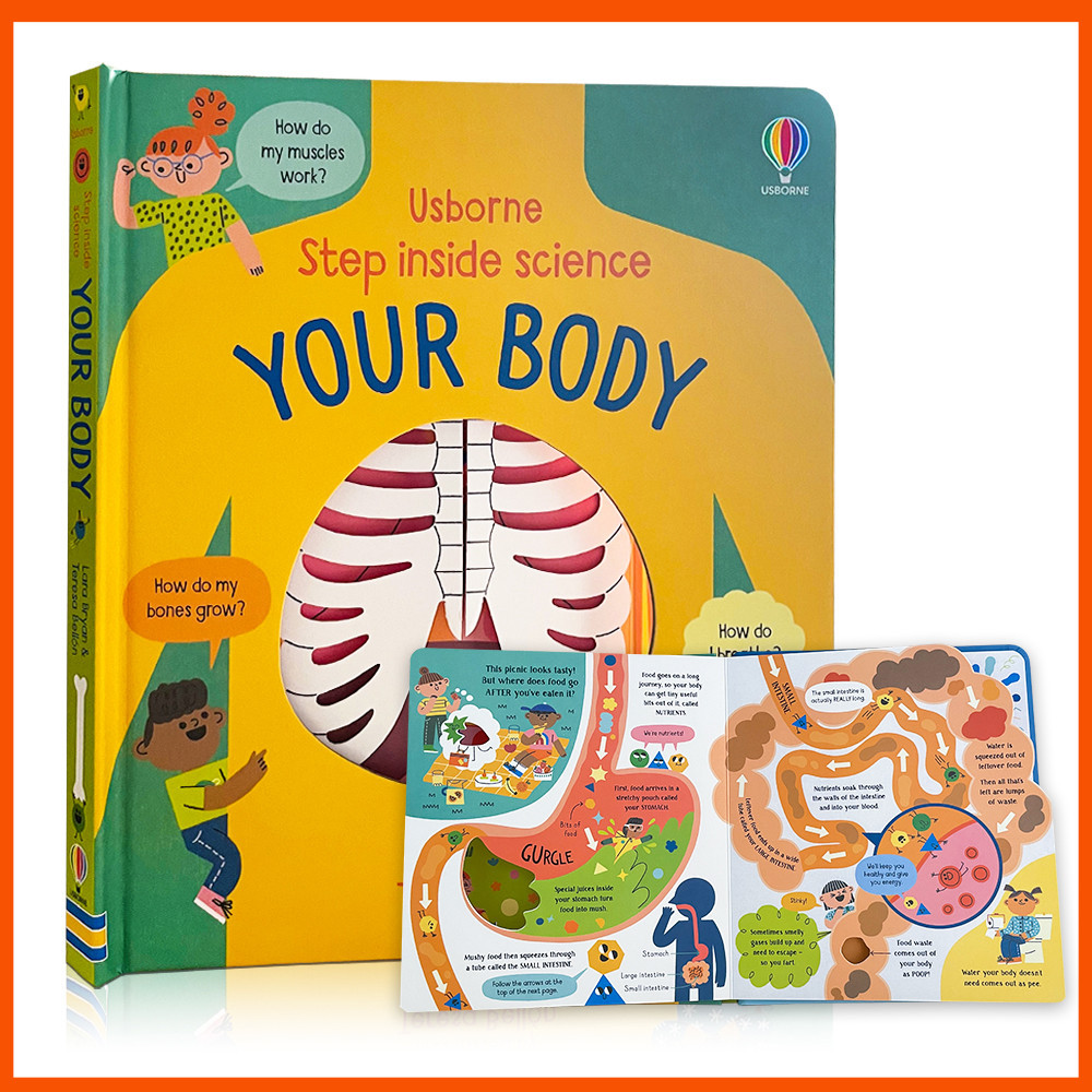 Usborne Step Inside Science Your Body 3D Flap หนังสือภาพภาษาอังกฤษสําหรับเด็กวิทยาศาสตร์ยอดนิยมหนังสือ