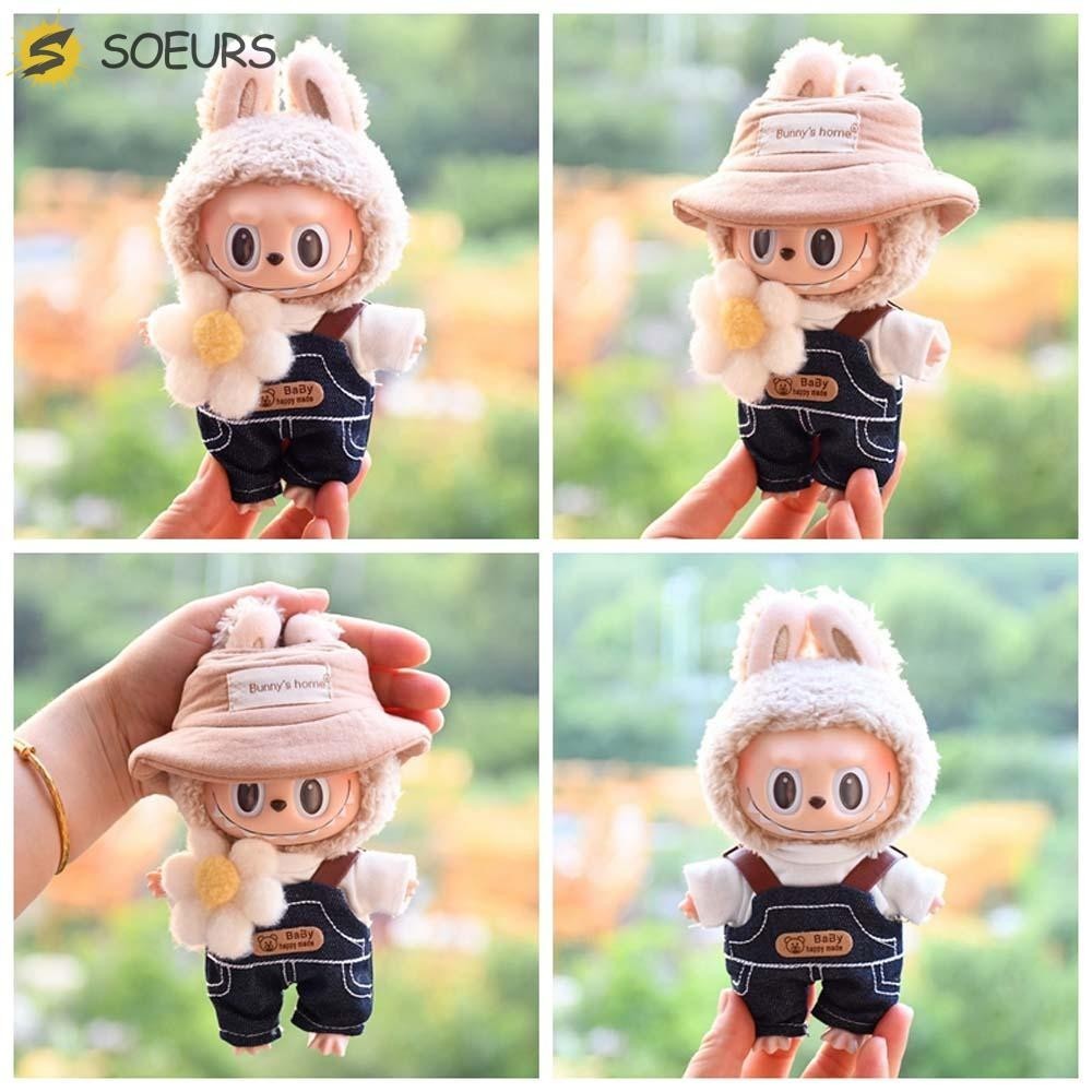 Soeurs 17 ซม.Labu Time เสื้อผ้า,เสื้อผ้าตุ๊กตาของเล่น 17 ซม.ผ้าฝ้ายตุ๊กตาเสื้อผ้า,ที่มีสีสันแขวนกางเกงน่ารักตุ๊กตา Labubu ตุ๊กตา Plush เสื้อผ้าเด็กผู้หญิงของเล่น