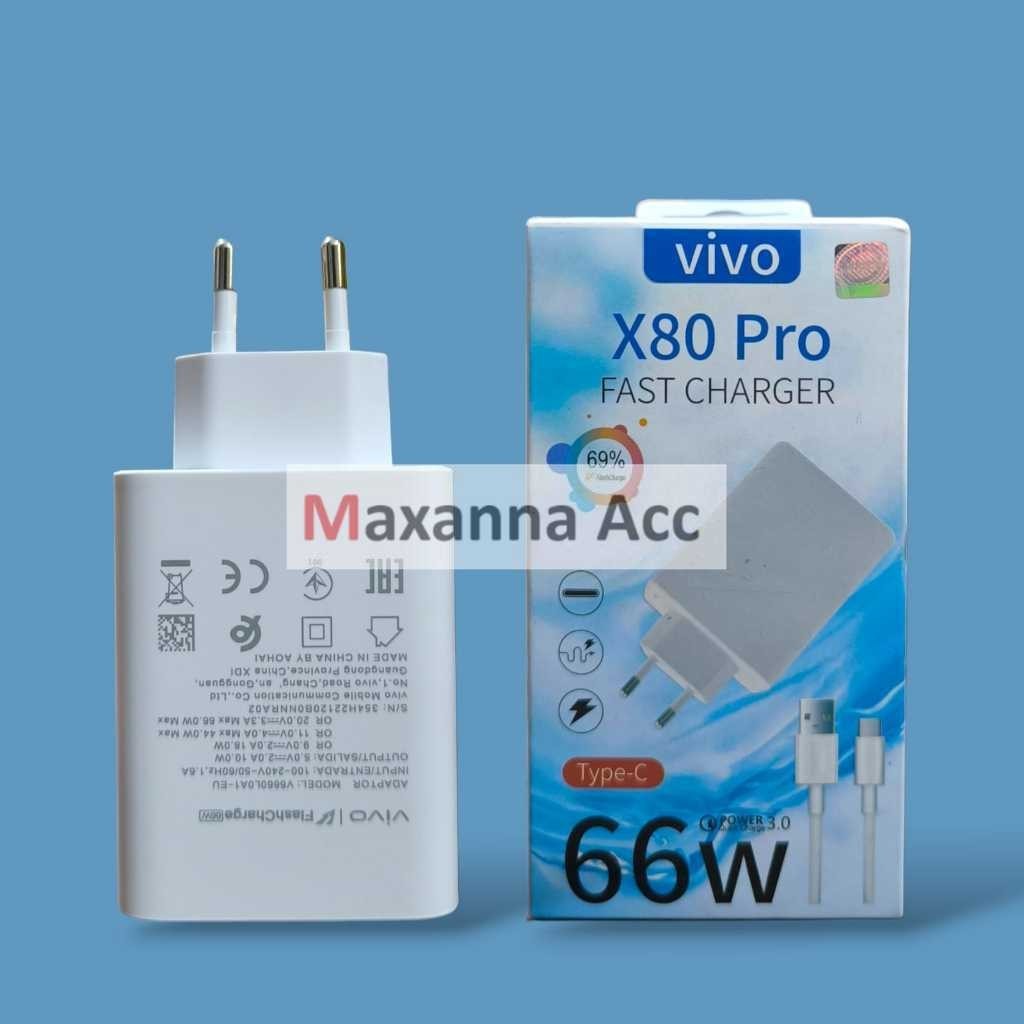 [MAXNA] [ PUSATACCHP] TRAVEL CHARGER 1 SET CHARGER VIVO X80 PRO FAST CHARGING 66W TYPE-C QUICK CHARG