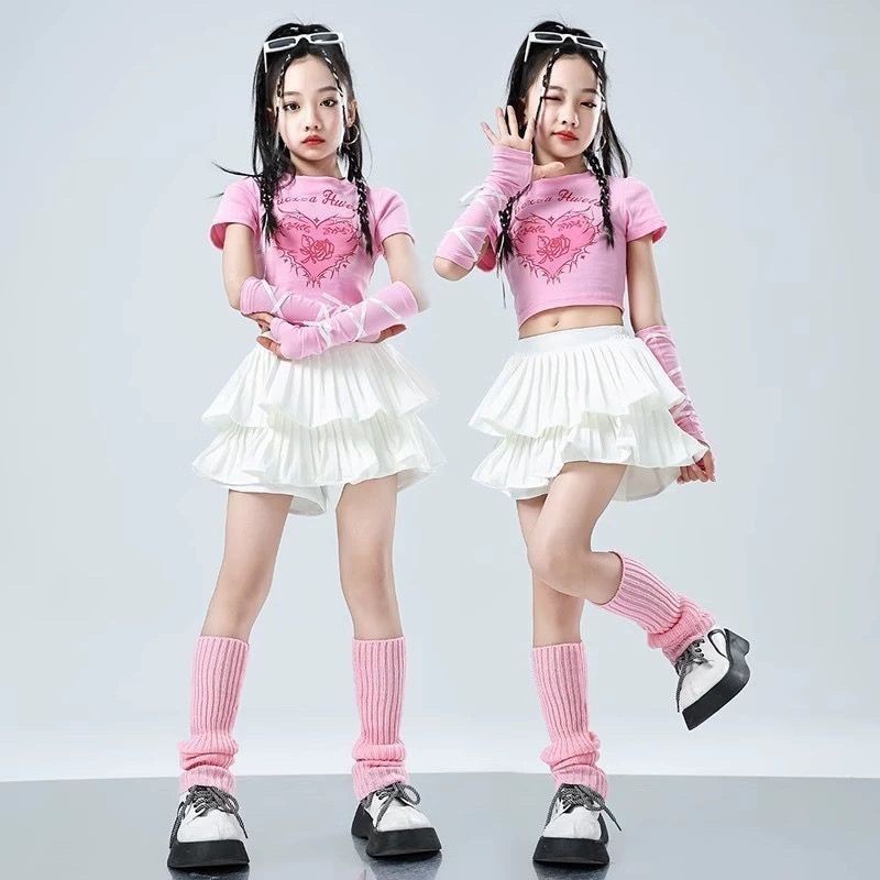 สาวแจ๊สเครื่องแต่งกายเด็กฮิปฮอปเสื้อผ้าอินเทรนด์ประสิทธิภาพเครื่องแต่งกายฮิปฮอปแจ๊สเต้นรําชุดประสิทธิภาพสวมใส่